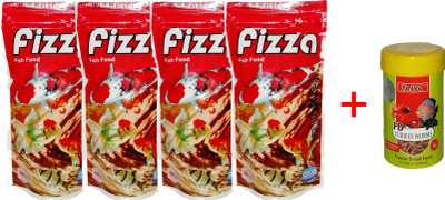 

Hana Fizza 4x100gm Pouch +10gm Tubifex Worms Fish 410 g Dry Fish Food(Pack of 5)