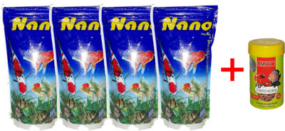

Hana Nano 4x100gm Pouch + 10gm Tubifex Worms Fish 410 g Dry Fish Food(Pack of 5)