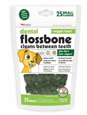 

Petkin Wheat free Dental Flossbone, Veggie Treat, 25 counts, Small 175 g Dry Dog Food