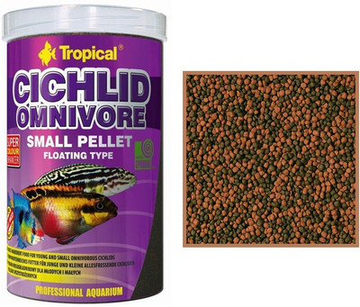 

Tropical Cichlid Omnivore 360g/1000ml | Small Pellet Floating Type Super Colour Enhancer 1000 ml Dry Fish Food