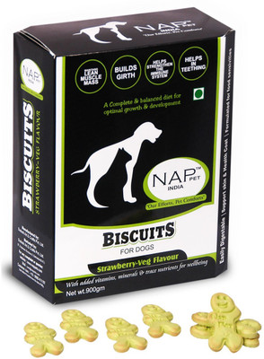 NappetsIndia Veg Strawberry Flavour Biscuits Vegetable 900 g Dry Dog Food
