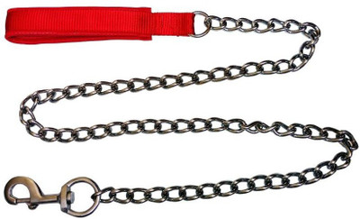 

Skora High quality chain with nylon padded handle Size 170 cm for medium breed Dog 122 cm Dog Chain Leash(Red, Silver)