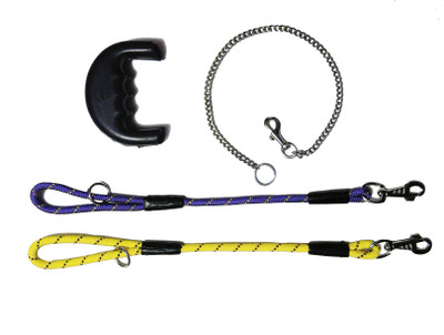 Agnpetspot. Corbie 2in1 Rope & chain with handle grip 115 cm Dog Cord Leash(Yellow, Blue)
