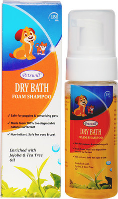 

Zasmina dog puppies dry bath foam shampoo Allergy Relief, Anti-dandruff, Anti-fungal, Anti-itching, Anti-microbial, Anti-parasitic, Conditioning, Flea and Tick, Hypoallergenic, Whitening and Color Enhancing natural Dog Shampoo(150 ml)