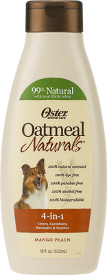 

Oster Allergy Relief, Anti-dandruff, Anti-fungal, Anti-itching, Anti-microbial, Anti-parasitic, Conditioning, Flea and Tick, Hypoallergenic, Whitening and Color Enhancing Mango Peach Dog Shampoo(532 ml)