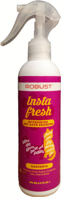 

Robust Instafresh : Waterless (Nourishing Dry Bath Shampoo) Allergy Relief, Anti-dandruff, Anti-fungal, Anti-itching, Anti-microbial, Anti-parasitic, Conditioning, Flea and Tick, Hypoallergenic, Whitening and Color Enhancing Gardenia Dog Shampoo(250 ml)