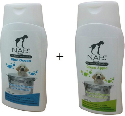 

Nap Pet India Allergy Relief, Anti-dandruff, Anti-fungal, Anti-itching, Anti-microbial, Anti-parasitic, Conditioning, Flea and Tick, Hypoallergenic, Whitening and Color Enhancing Green Apple, Blue Ocean Dog Shampoo(200 ml)