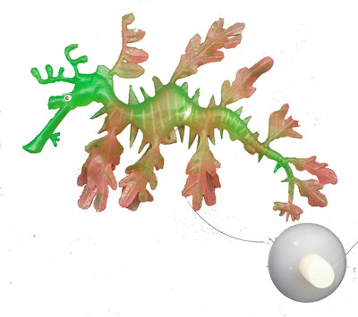 

Creative Spinach Green Red Sea Dragon Silicone Rubber Toy For Fish
