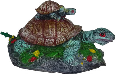 

Petshop7 Baby turtle sitting on Turtle Decorative Ornaments Polyresin Tough Toy For Fish