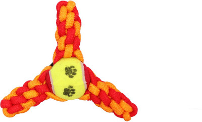 

SRI Imported High Quality,Tennis Ball, Rope Tug, Chew Toy For Puppy/Small Dog (RED YELLOW) Polyester Fetch Toy For Dog