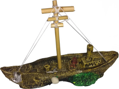 

Petshop7 Brown Sailor Ship With Anchor Aquarium Toy Polyresin Tough Toy For Fish