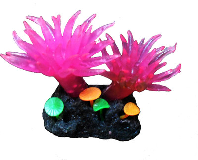 

Creative Spinach Pink Flower and Mushroom Coral Silicone Rubber Toy For Fish