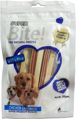

Super Bite Sandwich Chicken Dog Treat(70 g, Pack of 4)
