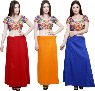 Pistaa Maroon, Orange and Ink Blue Cotton Blend Petticoat(XXL)