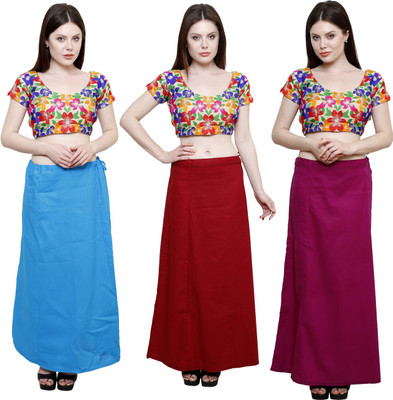 Pistaa Turquoise Blue, Deep Maroon and Magenta Cotton Blend Petticoat(XL)