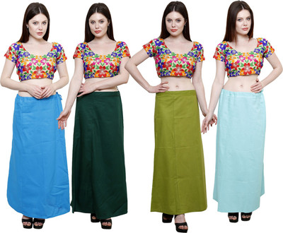 Pistaa Turquoise Blue, Dark Green, Mehendi Green and Sky Blue Cotton Blend Petticoat(XL)