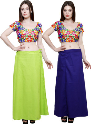 Pistaa Parrot Green and Royal Blue Cotton Blend Petticoat(XXL)