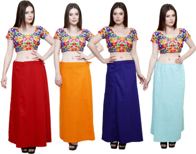 Pistaa Maroon, Orange, Royal Blue and Sky Blue Cotton Blend Petticoat(XL)
