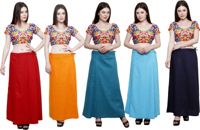 Pistaa Maroon, Orange, Dark Rama, Light Rama and Navy Blue Cotton Blend Petticoat(XXL)