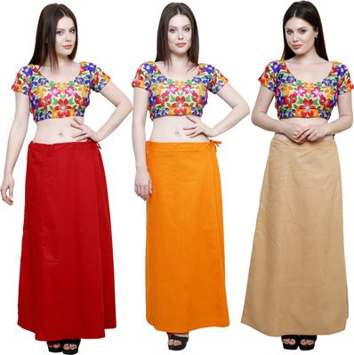 Pistaa Maroon, Orange and Skin Cotton Blend Petticoat(XL)