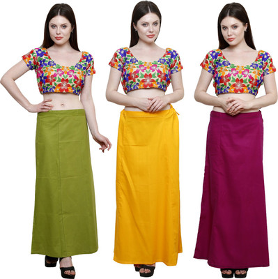 Pistaa Mehendi Green, Mango Yellow and Magenta Cotton Blend Petticoat(XL)
