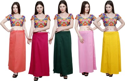 Pistaa Peach, Dark Pink, Dark Green, Pastle Pink and Yellow Cotton Blend Petticoat(XL)