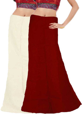 Javuli in-white-maroon Cotton Petticoat(XXL), Maroon;white