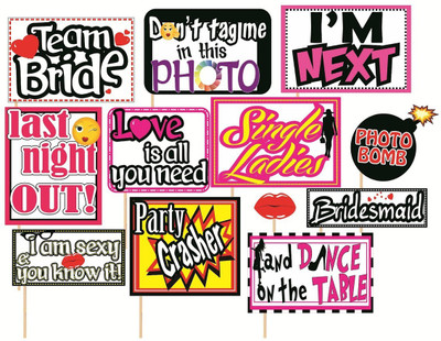 SYGA Set Of 12 Bachelorette Party Props Photo Booth Board(Bachelorette)