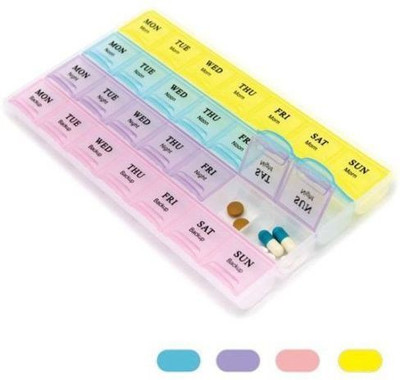 

Sangaitap 28 Compartments 7 Day Pill Medicine Box Organizer Storage Tablet Container Case manual Pill organiser(White)