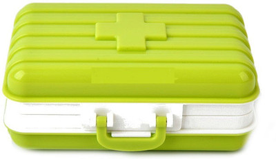 

Shrih 7 Day Suitcase Shaped Mini Travel Medicine Case Pill Box(Green, White)