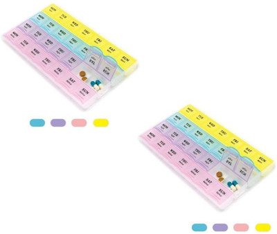 

sangaitap 7 days Day 28 Compartments Tablet Storage Container Case manual COMBO OFFER OF 2 PES Pill Box(White)