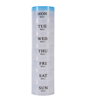 HOKIPO Pill Box 7 Days, 3 Times a Day with Mini Spoon Compact Round Manual Pill Box(Multicolour)