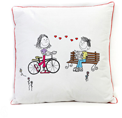 39% OFF on Aapno Rajasthan Polyester Fibre Abstract Chair Cushion(White, Orange)