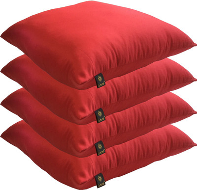 

Lushomes Solid Back Cushion Pack of 4(Red)