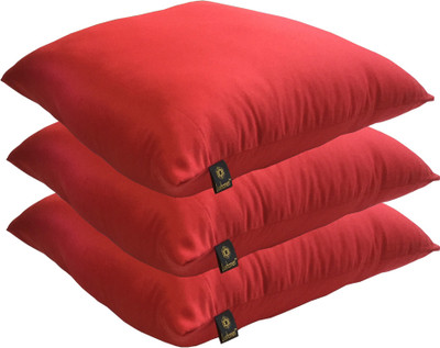 

Lushomes Solid Back Cushion Pack of 3(Red)