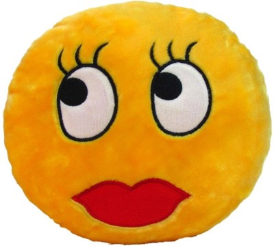 Tickles Polyester Fibre Smiley Cushion Pack of 1(Yellow)