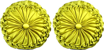 Welcome Cushions Floral Decorative Cushion Pack of 2(Yellow, Green)