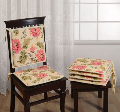 SWAYAM Foam Floral Chair Pad Pack of 2(Off-white)