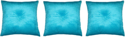 Lushomes Plain Back Cushion Pack of 3(Turquoise)