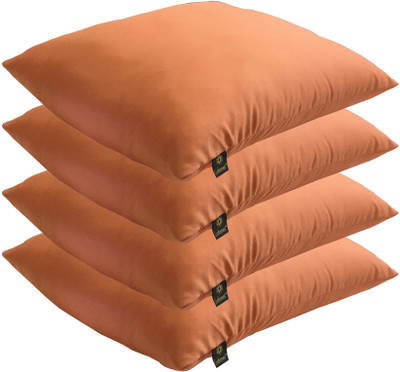 

Lushomes Solid Back Cushion Pack of 4(Orange)