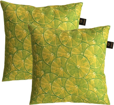 Lushomes Printed Decorative Cushion(Lemon Green)