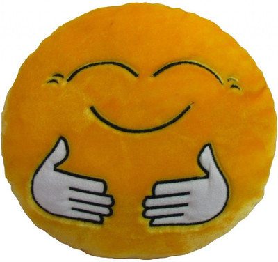 Tickles Polyester Fibre Smiley Cushion Pack of 1(Yellow)