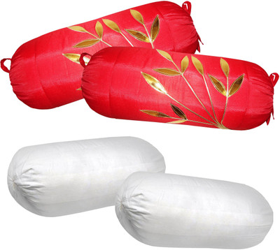 ZIKRAK EXIM Polyester Fibre Floral Bolster Pack of 4(Red) ZIKRAK EXIM Polyester Fibre Floral Bolster Pack of 4(Red)