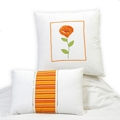 39% OFF on Aapno Rajasthan Polyester Fibre Floral Cushion Pack of 2(White, Orange)