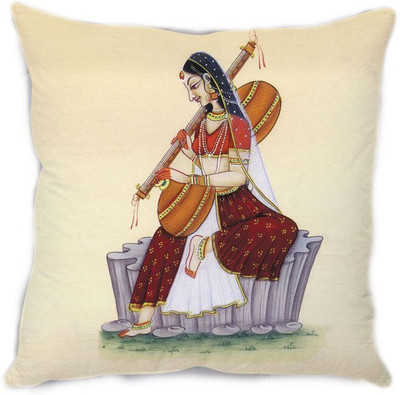 43% OFF on StyBuzz Polyester Fibre Printed Decorative Cushion Pack of 1(White)