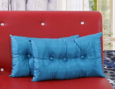 Dekor World Polyester Fibre Solid Cushion Pack of 2(Blue)