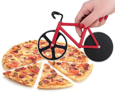 

Shubheksha Bicycle Shape Pizza Cutter Rolling Pizza Cutter(Stainless Steel), Red;black