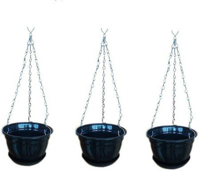 

MINERVA NATURALS 3 HANGING black Plant Container Set(Plastic)