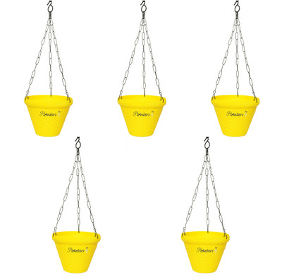 

PLANTERS Juhi Yellow Hanging Plant Container Set(Pack of 5, Plastic)