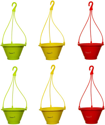 

Planters 9" NURSERY MULTI COLOR HANGING BASKETS (PACK OF 6 ) Plant Container Set(Pack of 6, Plastic)